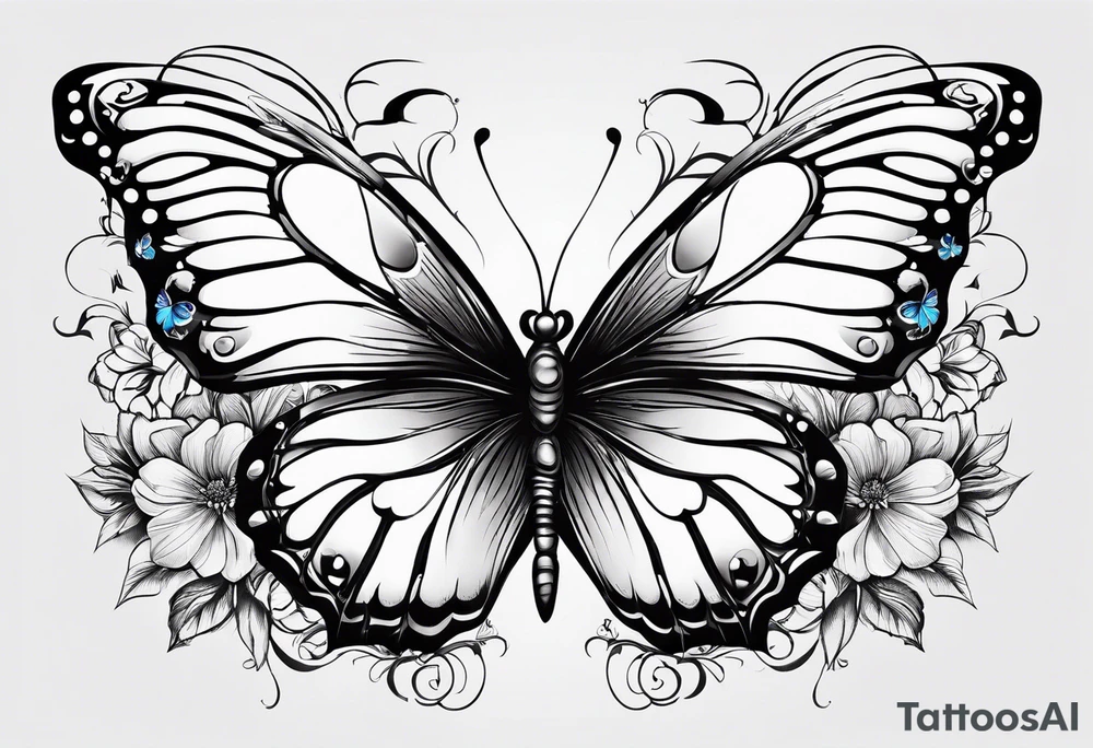 wing, flower, butterfly , tattoo idea