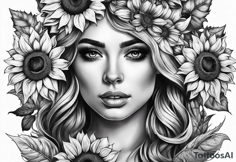 Sunflower, skull, female, mental health tattoo idea
