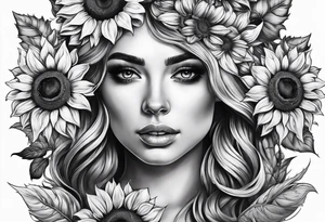 Sunflower, skull, female, mental health tattoo idea