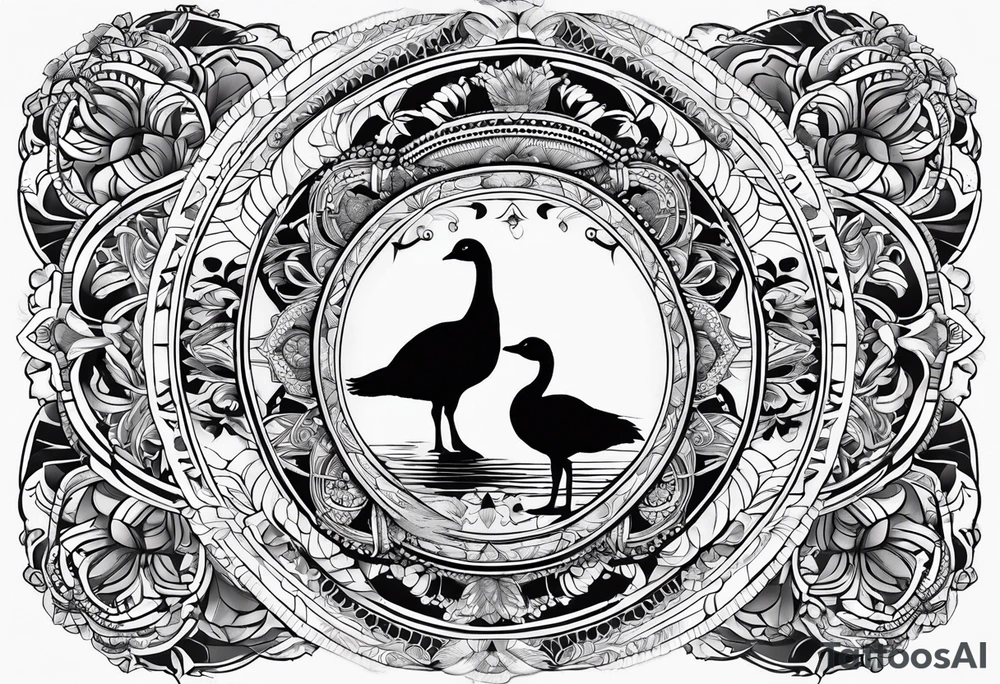 mandala in the Background with canadian goose in the front tattoo idea