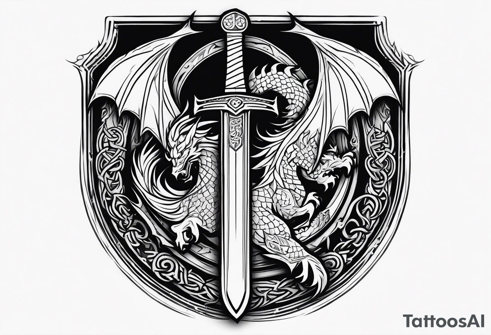 Viking valhalla sword shield dragon tattoo idea