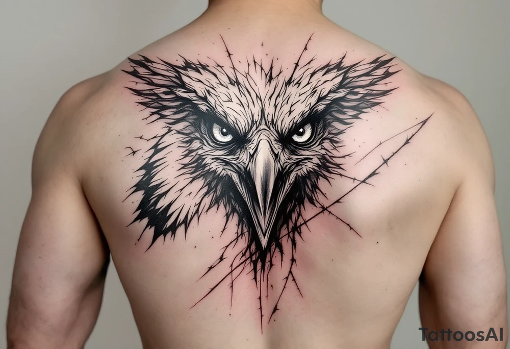 Fierce bird with all seeing gaze and sharp talons tattoo idea