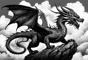 Ancient Dragon groing through Clouds tattoo idea
