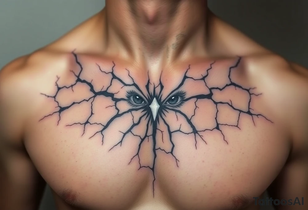 El pecho tatuado con un patrón de grietas en mármol, como si tu piel fuera piedra fracturada.

Entre las grietas puede verse:

Luz blanca o negra

Ojos pequeños que miran desde dentro

Una criatura o símbolo oculto tattoo idea