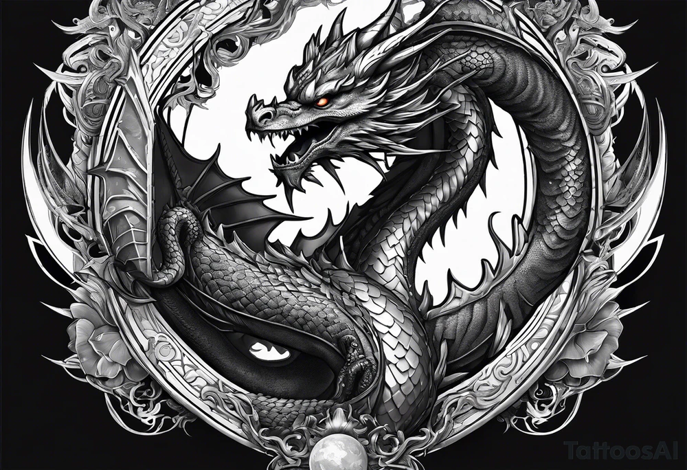 dragon of tyr holding orb tattoo idea
