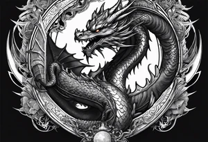 dragon of tyr holding orb tattoo idea