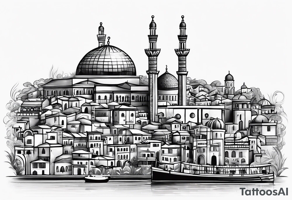 israel city vector 
swirl  vignette tattoo idea