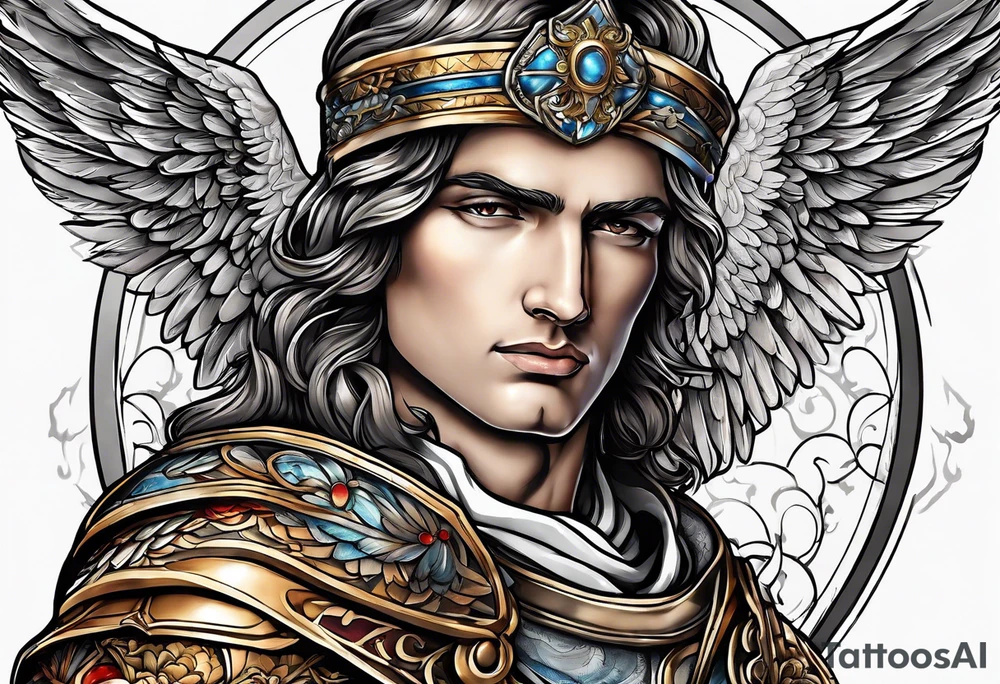 forearm sleeve of michael the archangel tattoo idea