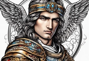 forearm sleeve of michael the archangel tattoo idea