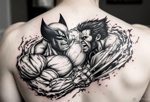 Marvels Wolverine fighting the incredible hulk tattoo idea