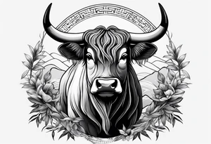 ox with bamboo surronded by bamboo representing vietnam tattoo idea