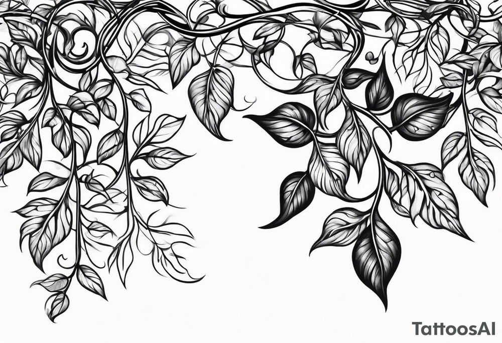 thin vines with leaves in a straight line tattoo idea