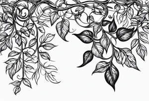 thin vines with leaves in a straight line tattoo idea