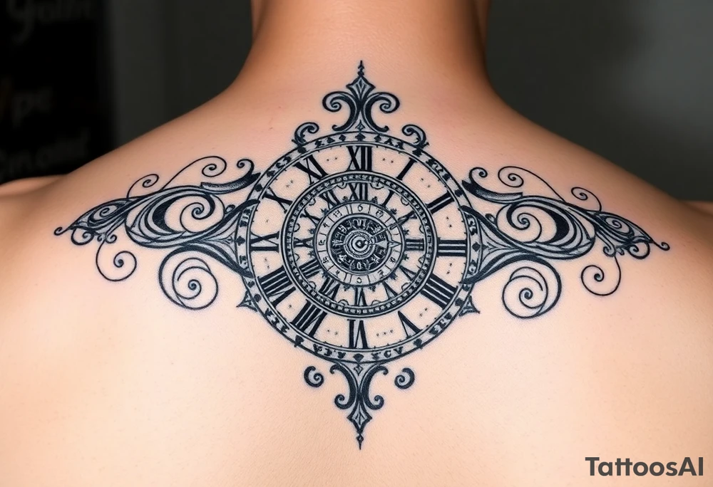 vintage roman numerals within ornate clockwork mechanism tattoo idea