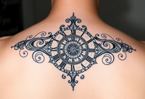 vintage roman numerals within ornate clockwork mechanism tattoo idea