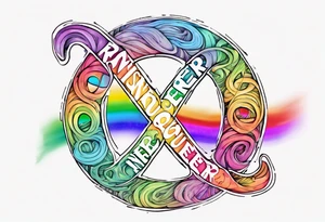 rainbow infinity symbol with the words 
Here and Neuroqueer tattoo idea