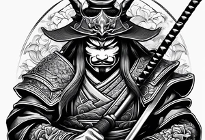 Samurai wearing an oni mask tattoo idea