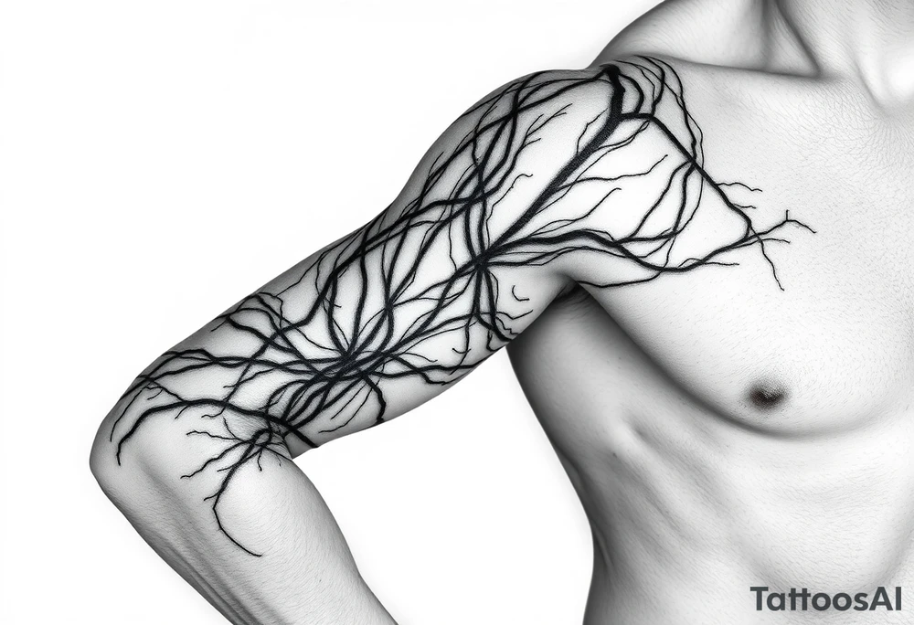 Lines that run across the veins, creating almost wound-like feel and is abstract linear. Almost paintbrush effects too. tattoo idea