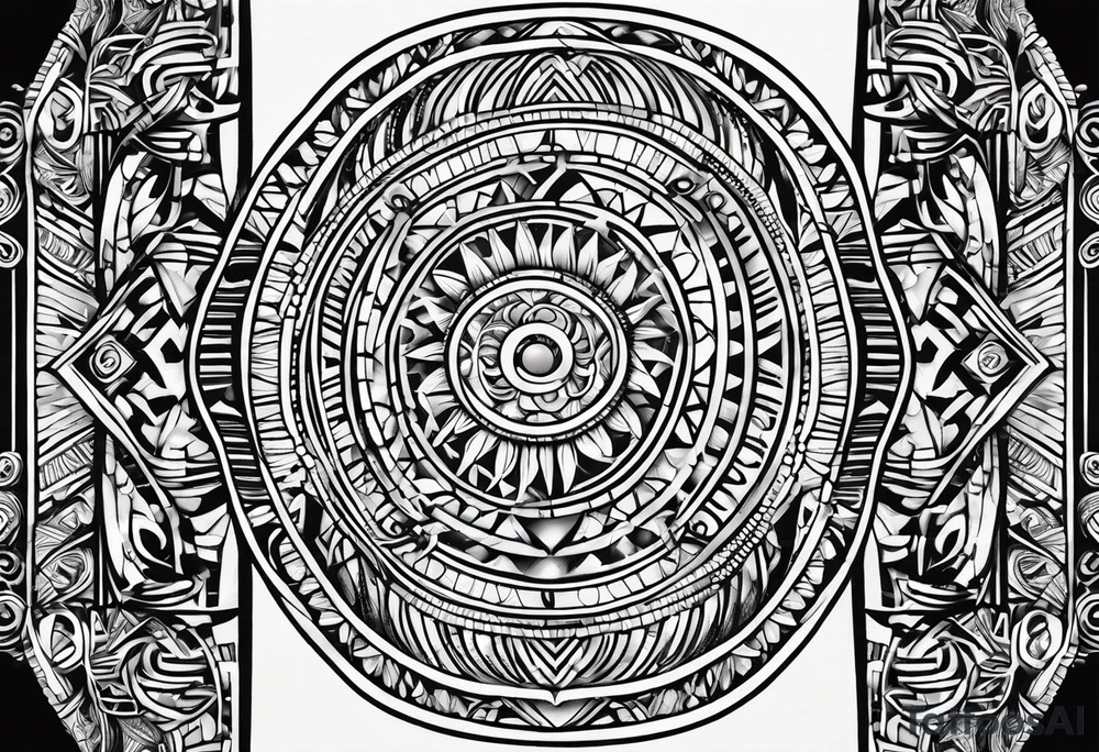 Simple vertical line work with tribal elements (for the bicep area) tattoo idea Simple vertical line work with tribal elements (for the bicep area) tattoo idea