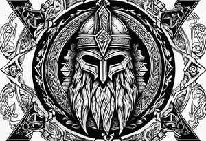 Valhalla sword shield axe Valknut tattoo idea