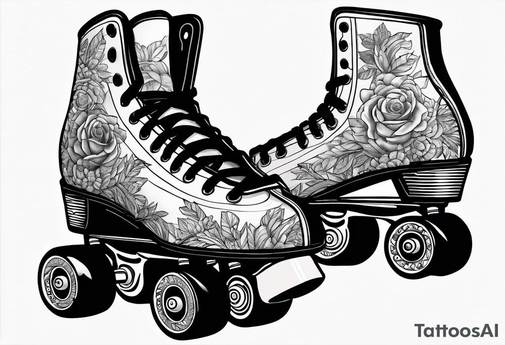 Roller skates with a speaker behind tattoo idea