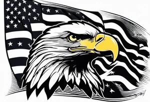 American flag with bald eagle flying tattoo idea