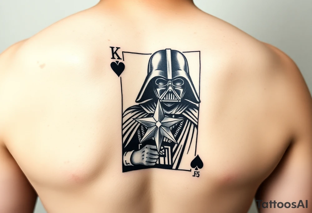 king of hearts card with army star Darth Vader tattoo idea