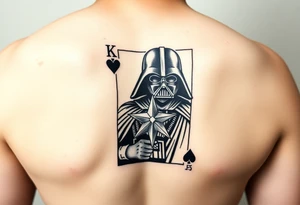 king of hearts card with army star Darth Vader tattoo idea