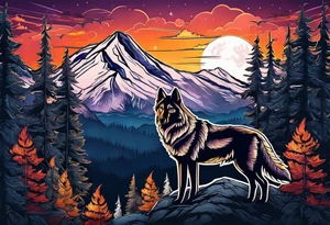 Mountains
Wolf
Forest
Sunset
Moon tattoo idea