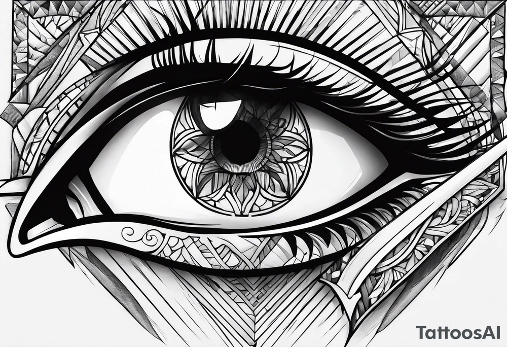 Empty eyes with a knife on it tattoo idea