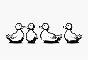 3 rubber ducks in a row side profile 

they are all facing the same way tattoo idea