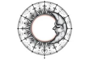 celestial sun and moon with constellation patterns runes in starry sky tattoo idea