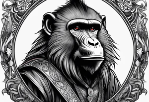 New school baboon with dagger tattoo idea