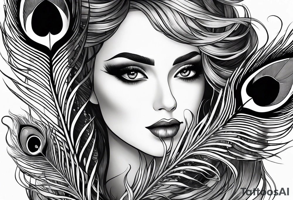 pen with peacock feather tattoo idea