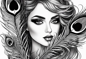 pen with peacock feather tattoo idea