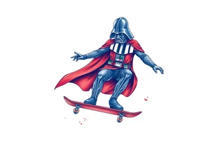 Darth Vader skateboarding >
blue & red tattoo idea