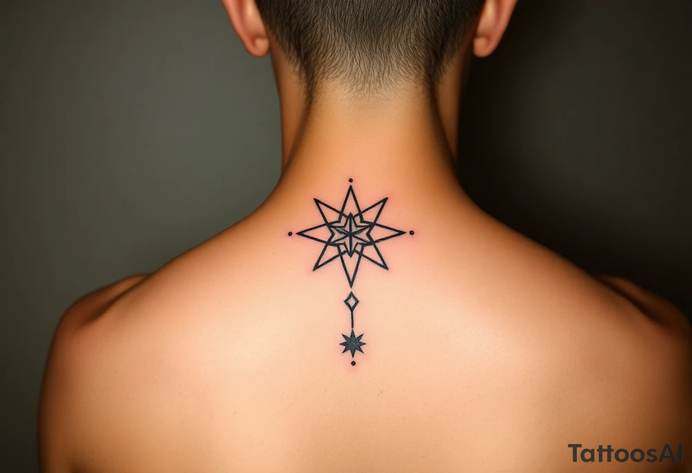 Beautiful and elegant star and dots hand tattoo with text tattoo idea