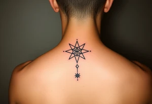 Beautiful and elegant star and dots hand tattoo with text tattoo idea