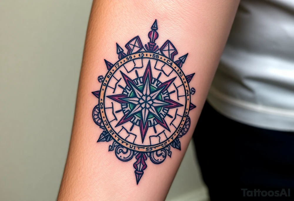 compass + Integrity + Courage + Love + Family tattoo idea