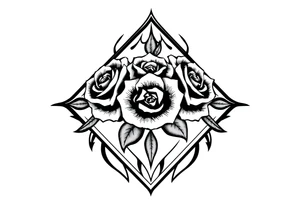 Roses inside of an elongated diamond shape tattoo idea