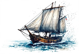 sailing boat at achor tattoo idea