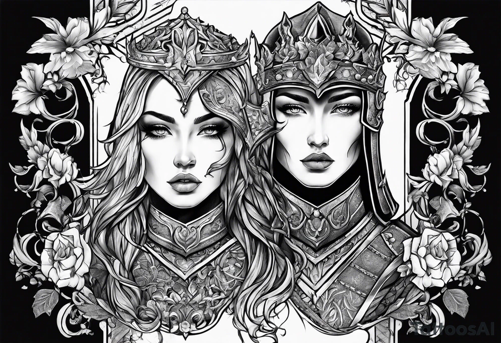 two knights in love tattoo idea