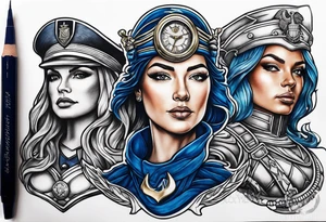 Navy diver lady justice family lawyer tattoo idea