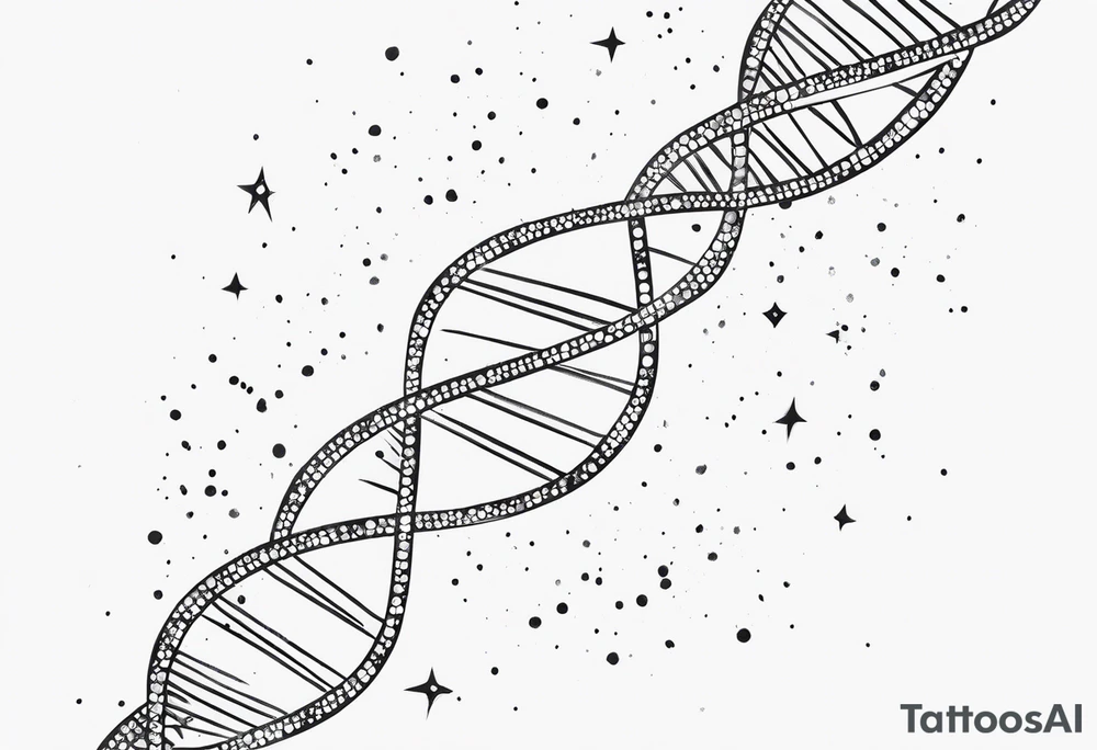 dna with sparkles around it tattoo idea