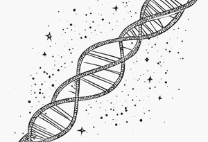 dna with sparkles around it tattoo idea