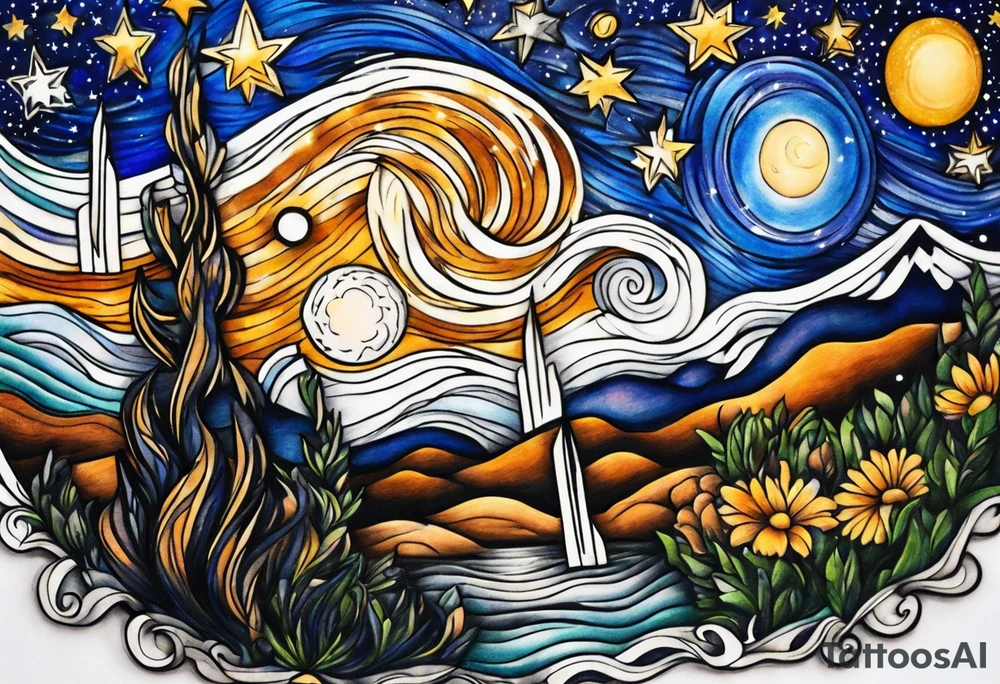 Starry night tattoo idea