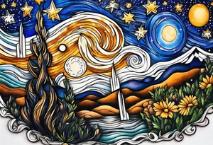 Starry night tattoo idea