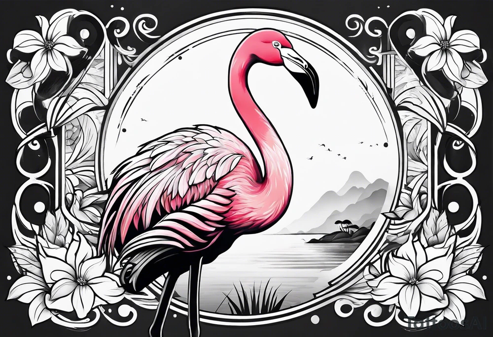 cute flamingo tattoo idea