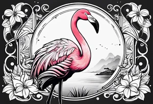 cute flamingo tattoo idea