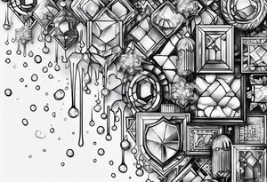 a shower that rains ice cubes tattoo idea